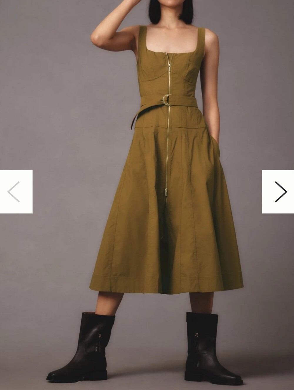 ANTHROPOLOGIE Zip-Front Belted Midi Dress XL
